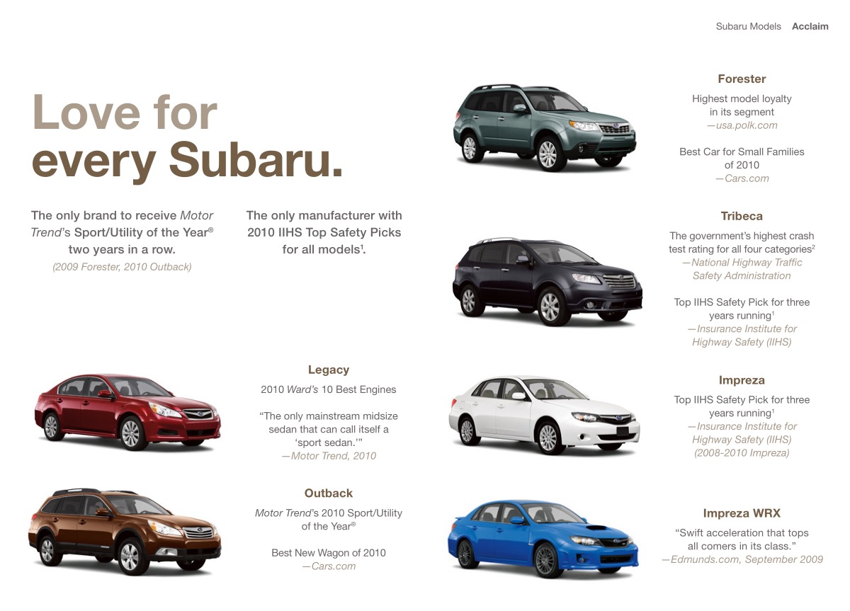2011 Subaru Brochure Page 1